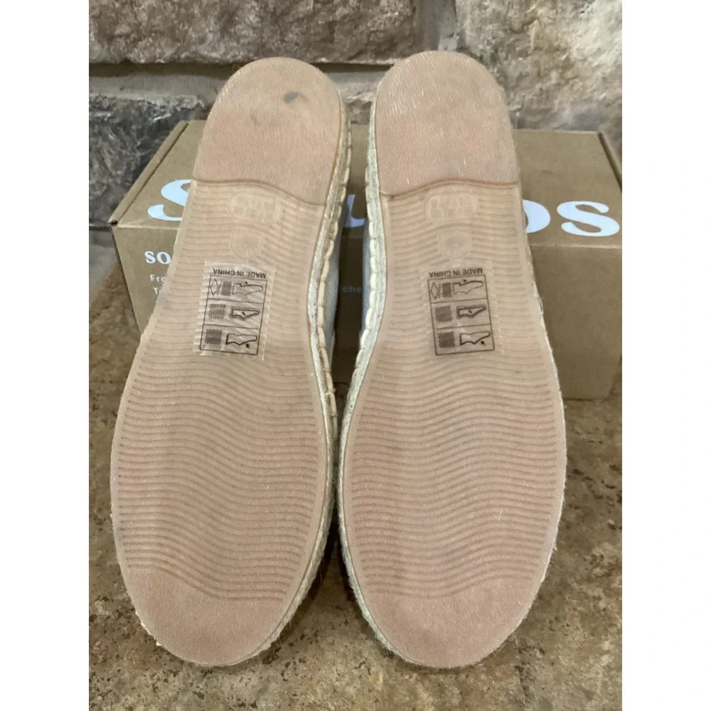 Soludos Mary Jane Espadrilles Natural Undyed Canvas Flats Size US 7-7.5 New
